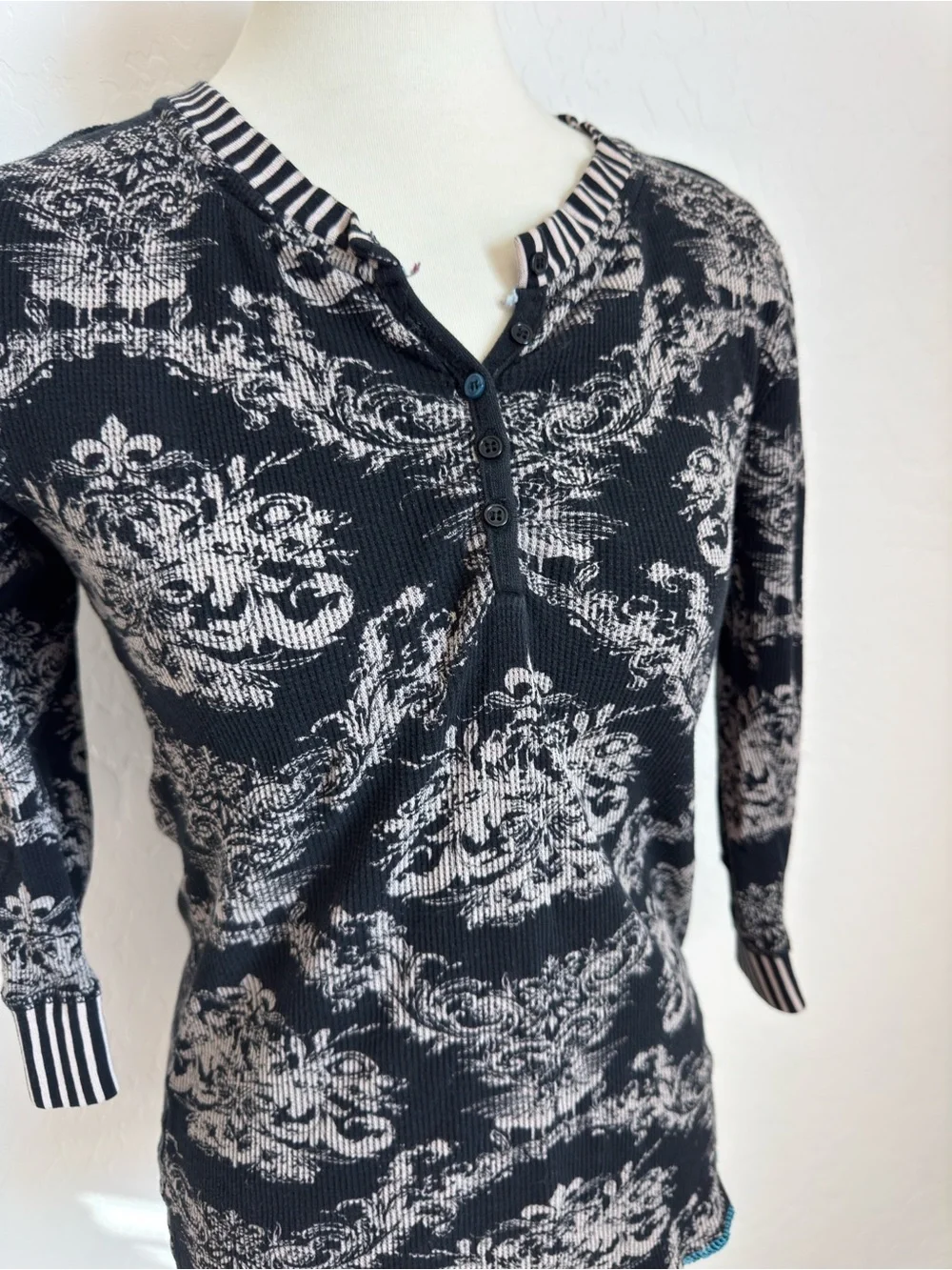 Truth Soul Armor Paisley Waffle Knit Henley